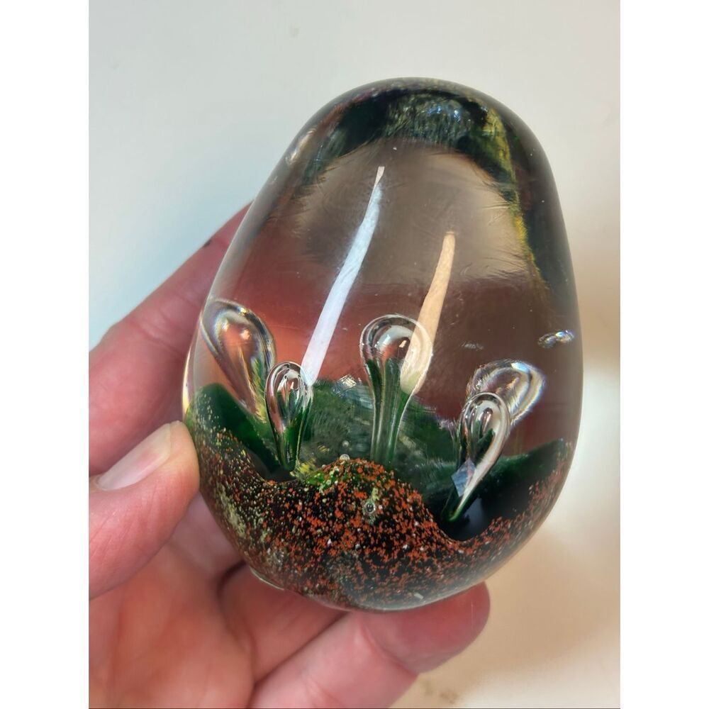 Art Glass Abstract Paperweight oval